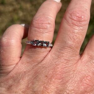 Vintage 90’s Camille Lucie - Sterling Silver Plated Smoky Blue Topaz Ring